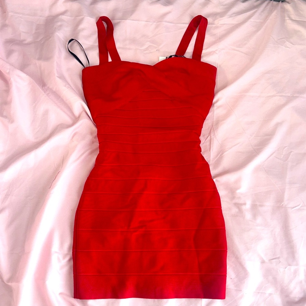 Red Iconic Herve Leger Bandage Dress Size Small NWT